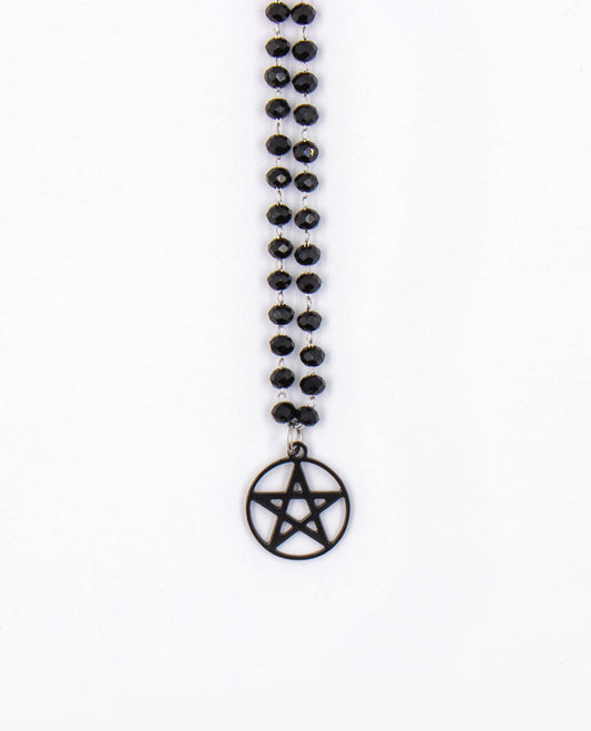 Black Crystals Pentagram - Necklace