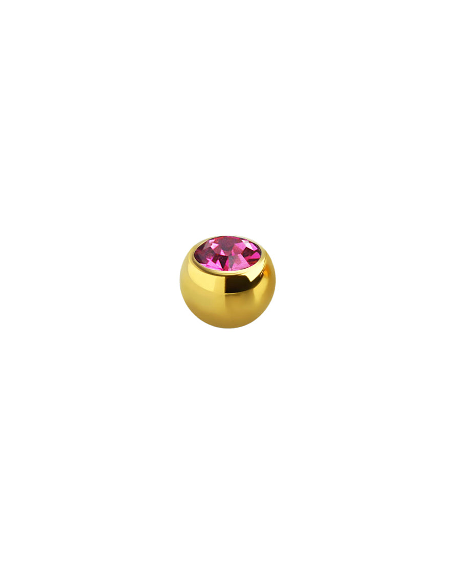 14g - Pink Gem/Gold Ball End