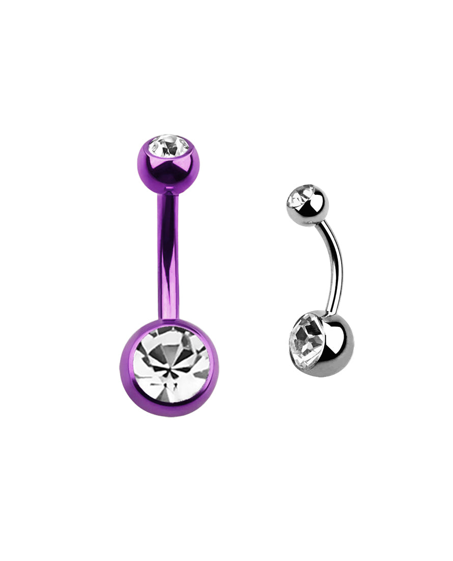 Clear Gem/Pinky Purple - 14g - Navel Barbell