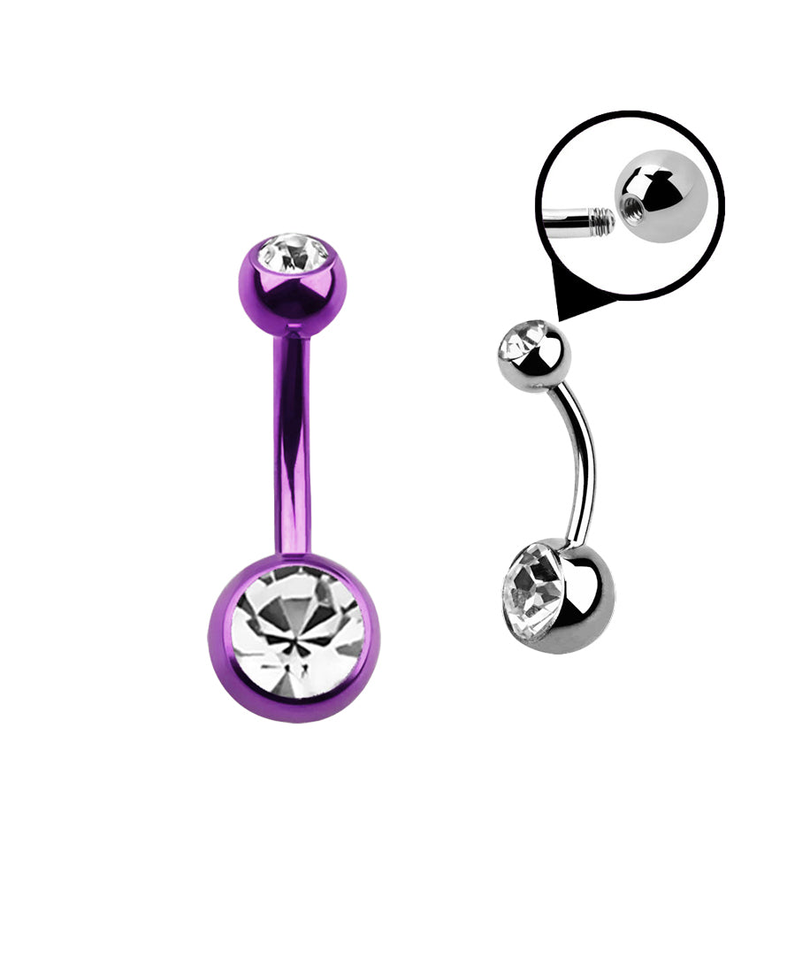 Clear Gem/Pinky Purple - 14g - Navel Barbell