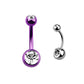 Clear Gem/Pinky Purple - 14g - Navel Barbell