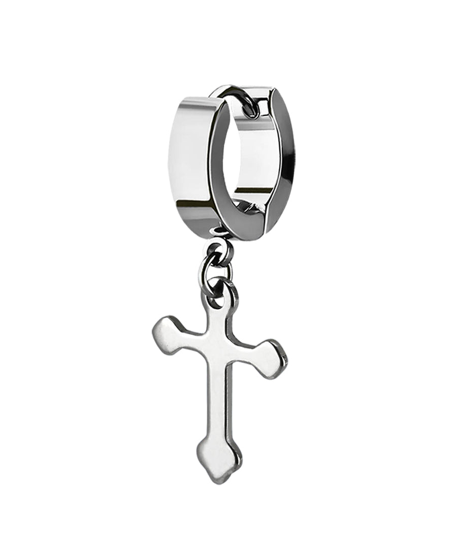 Rounded Cross - Dangly - 16g - Steel - 4mm Huggie