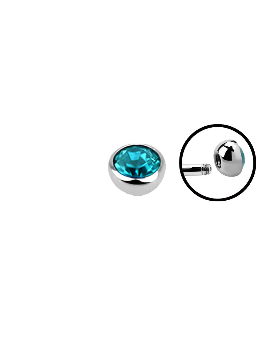 16g - Turquoise - 3mm Gem - Half Ball End