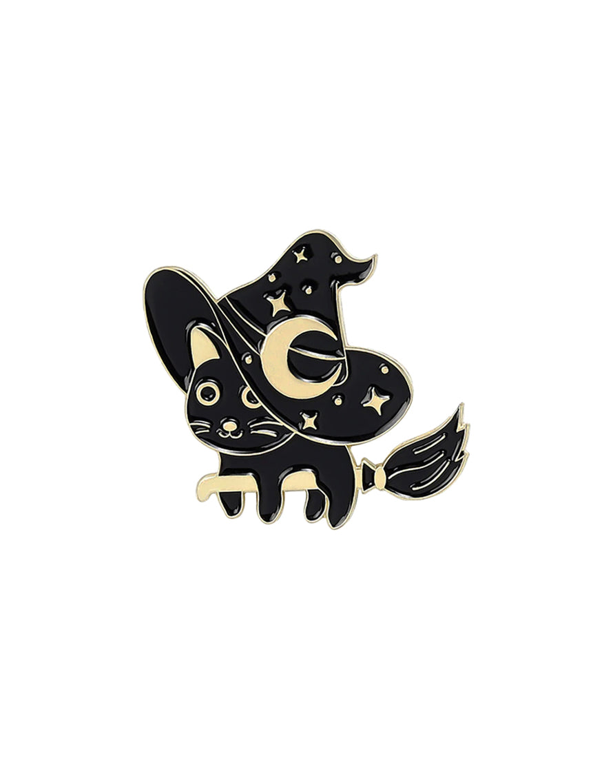 Witchy Broom Cat - Pin