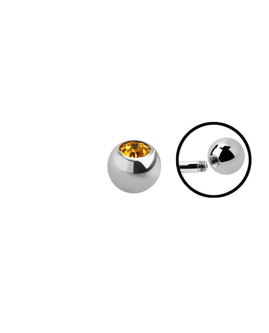 14g - Yellow - Gem Ball End